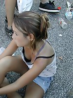 12 pictures - Girl was talked into showing downblouse nipples