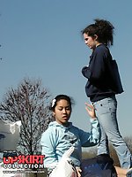 12 pictures - Asian woman up skirt. Her ass in panty spyed