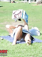 12 pictures - While reading she made a mistake - showing upskirt