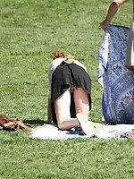 12 pictures - She flashed staying in doggy. Up skirt pussy pics