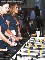 24 pictures - Girls' downblouse is seen as they entertain