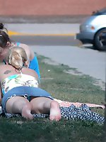 Upskirt pictures - Sexy blonde in bikini. Hot upskirt view