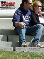 24 pictures - Sneak peek up white skirt of a girlfriend. Spy upskirt