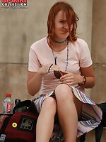 Upskirt pictures - She'd say "oops" if she notice that...wind blows up skirt