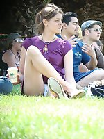 24 pictures - Squat upskirt. Crazy smiling chick caught by hidden cam