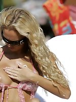 Upskirt pictures - A slim girl posing on the Tenerife