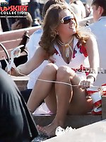 Upskirt pictures - Two hot upskirt babes have fun