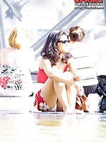 12 pictures - Sexy white panty up the skirt