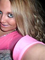 Upskirt pictures - Sucking babe?s tits peeping out from top