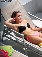 Upskirt pictures - Bent over chick sexy bikini booty