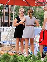 Upskirt pictures - Petite swimsuits on big amateurs
