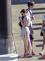 Upskirt pictures - Hardon from the view of bikini ass