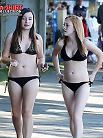 Upskirt pictures - Well shaped teens in bikinis on cam