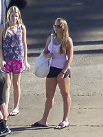 Upskirt pictures - Bikini hotties got on voyeur camera
