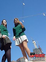 Upskirt pictures - Schoolgirl upskirt - legal teen in green skirt spyed