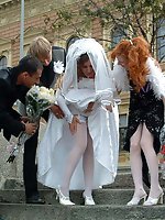 Upskirt pictures - Set of Bride In Lingerie On Bed