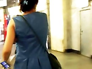 4 movies - Candid photos taken by secret spy cam of pantyless chicks on the streets