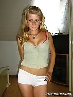 15 pictures - Big titted girl stays on all fours having her tits bouncing